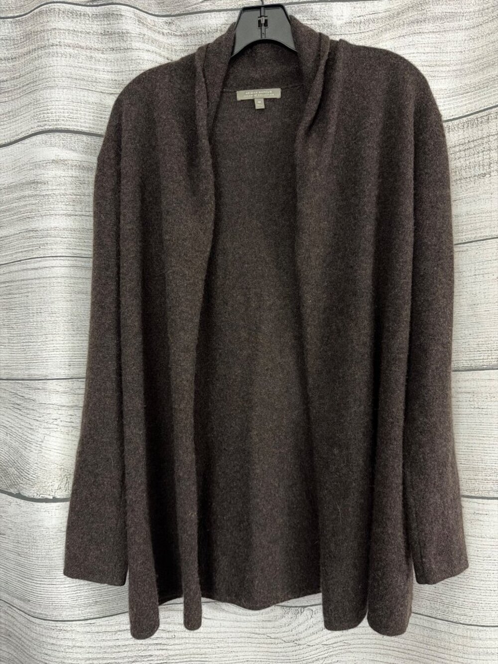 Neiman Marcus Brown Cashmere Cardigan Sweater Open Front Size M